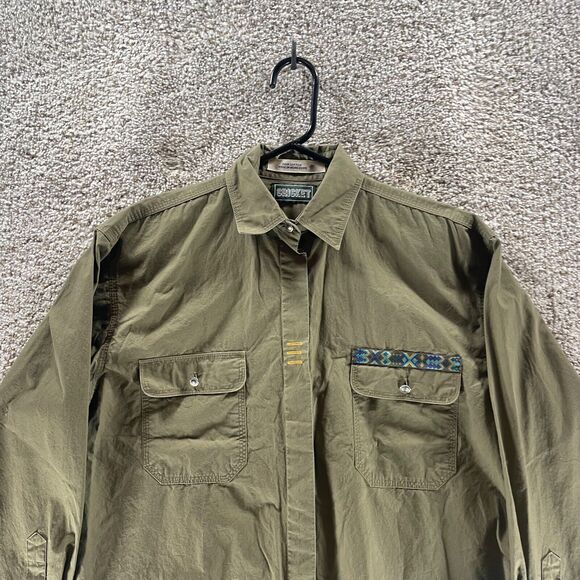 Cricket Shirt Womens Medium Green Long Sleeve Button Up Pockets Southwestern VTG - Picture 3 of 14